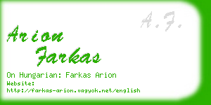 arion farkas business card